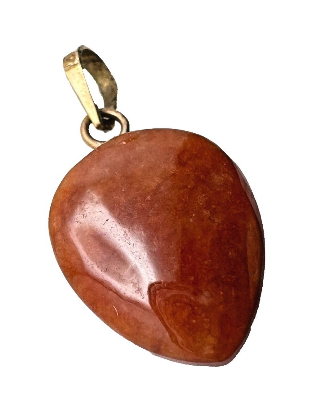 Red Jadeite Heart Pendant 14k 585 Yellow Gold With Textured Bail Elegant #2